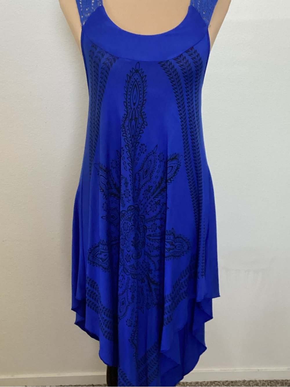 India Boutique Royal Blue Midi Dress with Black Paisley Print